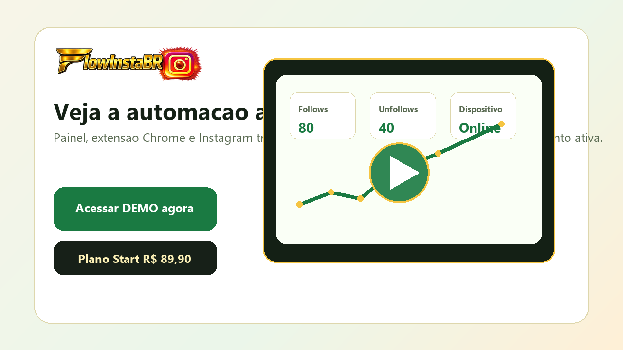 Demonstração visual da automação FlowInsta BR